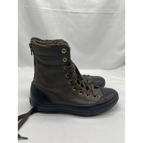 Converse Chuck Taylor All Star Boot Leather Fur Hot Cocoa/Black Women’s 6.5 - Picture 5 of 11
